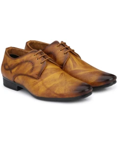 Men Tan Brown Color Nappa Leather Material Casual Formal Shoes