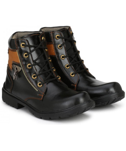Men Black,Tan Brown Color Leatherette Material Casual Long Boots