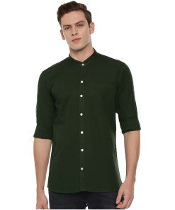 Men's Cotton Slim Fit Casual Shirt (Material: Cotton, Color:Green)