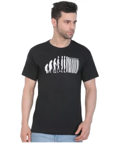 Men's Cotton Jersey Round Neck Printed Tshirt (Black)