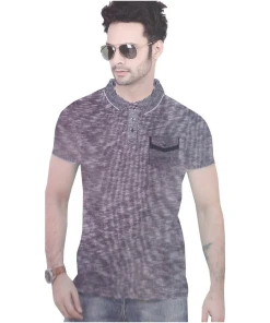 Mens Hosiery Mix Striped Men Tshirts (Blue)