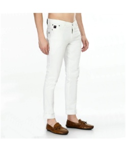 Men's Regular Fit Denim Mid Rise Jeans (White)