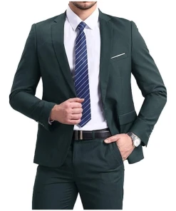One Click Solid Single Breasted Men Blazer