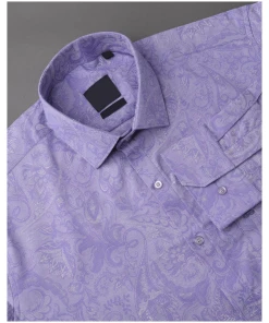 Biloba Blue Vector Jacquard Texture With Abstract Cotton Shirt