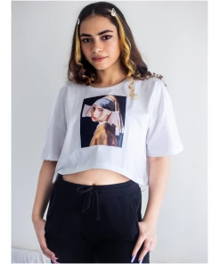 Billie Eilish Illustration Cropped T-Shirt