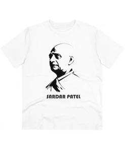 Men's PC Cotton Sardar Patel Printed T Shirt (Color: White)
