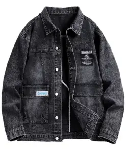 Down Collar Denim Jacket For Men