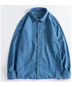 Vintage Washed Jeans Shirt For Men