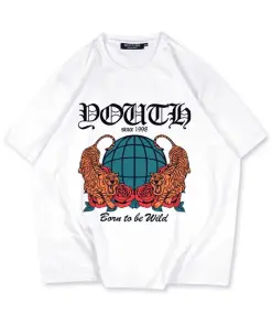 White heavy cotton graphic t shirts for Men