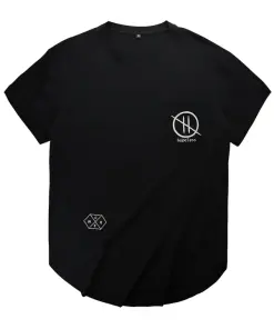 Scallop round curved hem fitness t shirts for Men