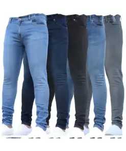 Solid Color Blank Tapered Jeans for Men