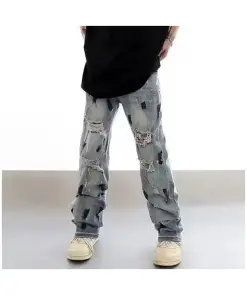 Ripped Stacked Jeans for Women