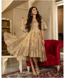 Yureni Chanderi Tier Dress