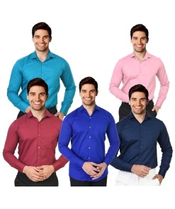 Men's Cotton Formal Shirt, Full Sleeve, Combo (Pack of 5)