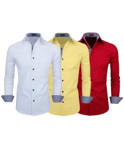 Zombom Combo of Men's Cotton Regular Fit Full Sleeve Casual Shirt