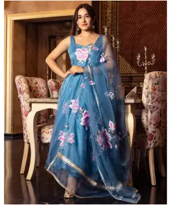 Zarqa Organza Handpainted Suit Set
