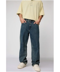 Vintage Wash Blue Baggy Jeans for Men