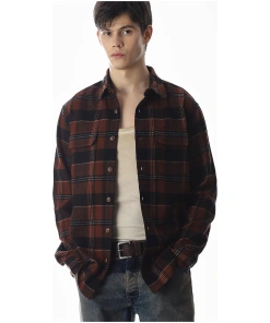 Ginger Brown Checked Cotton Casual Shirt