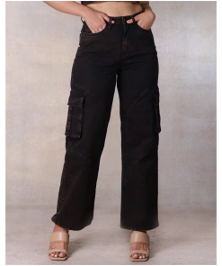 Casual Washed Black Cargo Pants for Women