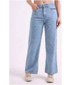 Stylish Laser-Patterned Jeans for Women