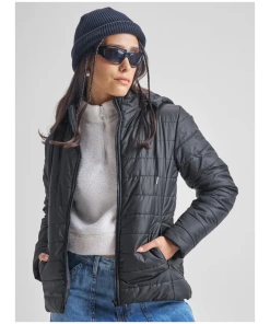 Women’s Black Warm Quilted Jacket for Outdoor Wear