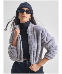 Women’s Casual Grey Open Front Coat for Everyday Wear